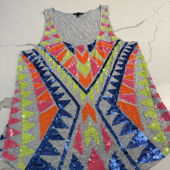 Colorful Geometric Sequin Tank Top - Picture 1 of 4